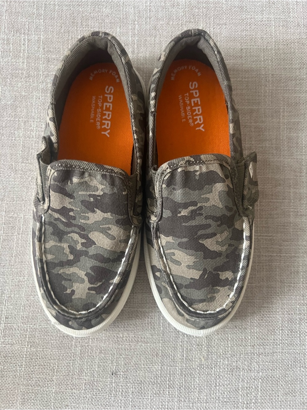 Sperry green Camo slip on shoes, boys/kids, 11, casual canvas preppy school